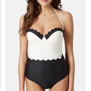 Topshop double scallop one piece bathing suit